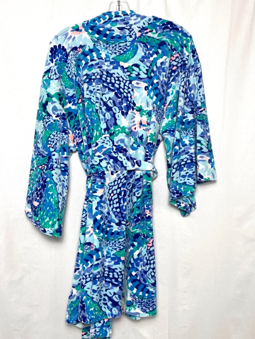 NWT Lilly Pulitzer Elaine Velour Robe Turquoise Oasis Wave After Wave - Picture 4 of 5